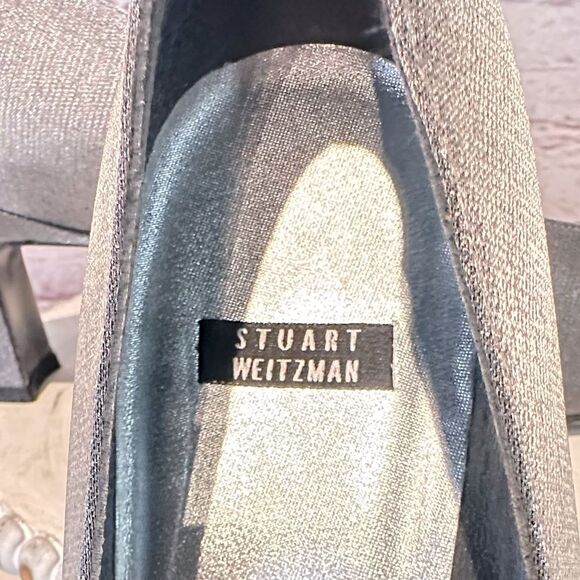 Stuart Weitzman Trending Metallic Silver Shoe Pump 2” Kitten Spool Heel Size 8.5 - Picture 11 of 13